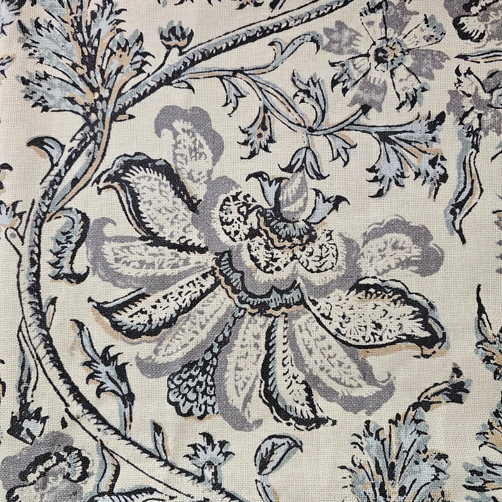 Pottery Barn Floral Pattern Curtains - Blue and Gray